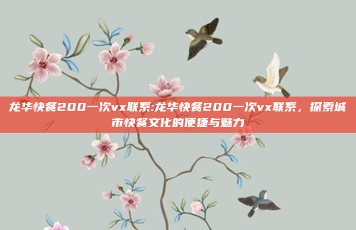 龙华快餐200一次vx联系:龙华快餐200一次vx联系，探索城市快餐文化的便捷与魅力