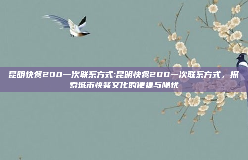 昆明快餐200一次联系方式:昆明快餐200一次联系方式，探索城市快餐文化的便捷与隐忧