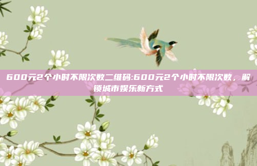 600元2个小时不限次数二维码:600元2个小时不限次数，解锁城市娱乐新方式