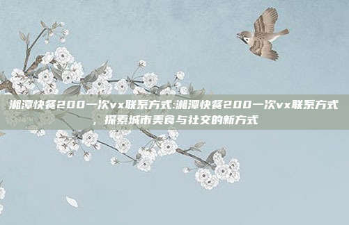 湘潭快餐200一次vx联系方式:湘潭快餐200一次vx联系方式，探索城市美食与社交的新方式