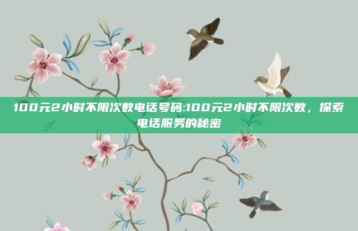 100元2小时不限次数电话号码:100元2小时不限次数，探索电话服务的秘密