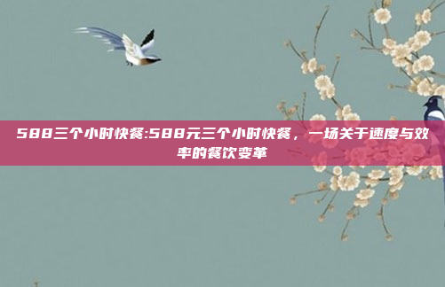 588三个小时快餐:588元三个小时快餐，一场关于速度与效率的餐饮变革