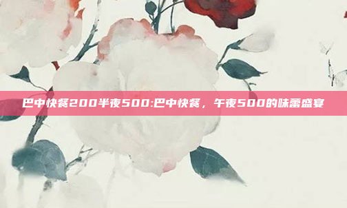 巴中快餐200半夜500:巴中快餐，午夜500的味蕾盛宴