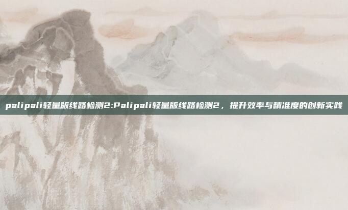 palipali轻量版线路检测2:Palipali轻量版线路检测2，提升效率与精准度的创新实践