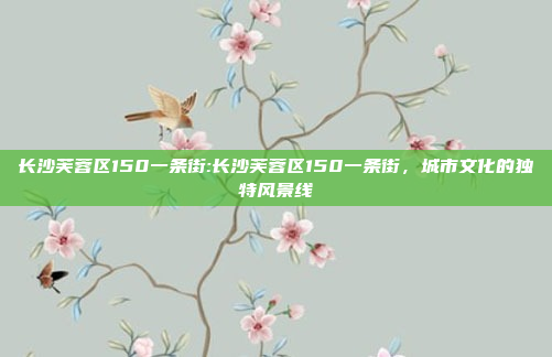 长沙芙蓉区150一条街:长沙芙蓉区150一条街，城市文化的独特风景线