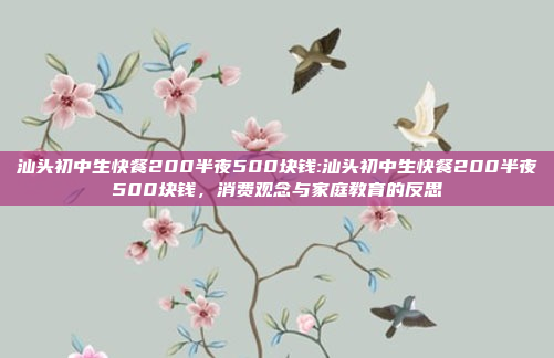 汕头初中生快餐200半夜500块钱:汕头初中生快餐200半夜500块钱，消费观念与家庭教育的反思