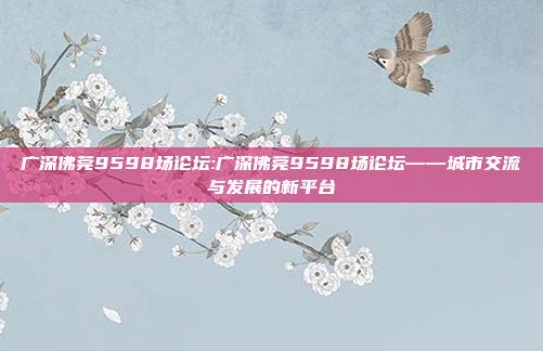 广深佛莞9598场论坛:广深佛莞9598场论坛——城市交流与发展的新平台