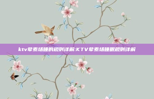 ktv荤素场睡的规则详解:KTV荤素场睡眠规则详解