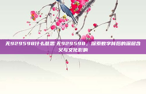 无929598什么意思:无929598，探索数字背后的深层含义与文化影响