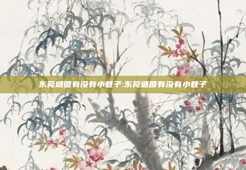 东莞塘厦有没有小巷子:东莞塘厦有没有小巷子