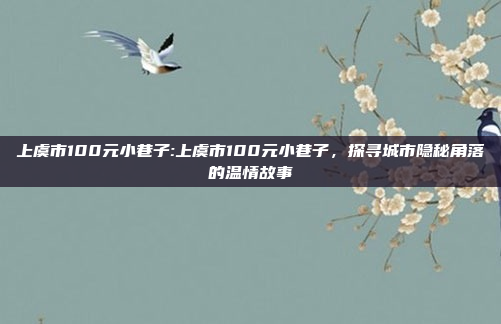 上虞市100元小巷子:上虞市100元小巷子，探寻城市隐秘角落的温情故事