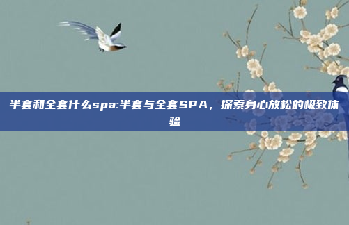 半套和全套什么spa:半套与全套SPA，探索身心放松的极致体验