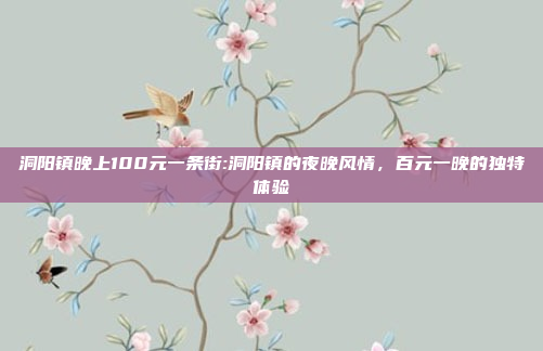 洞阳镇晚上100元一条街:洞阳镇的夜晚风情，百元一晚的独特体验