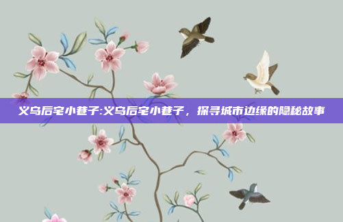 义乌后宅小巷子:义乌后宅小巷子，探寻城市边缘的隐秘故事