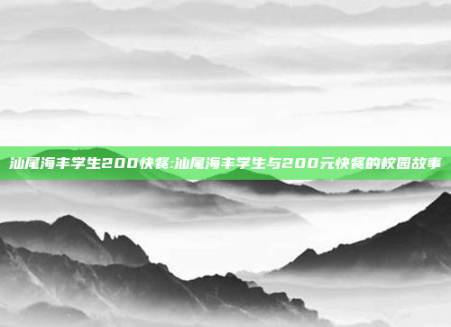 汕尾海丰学生200快餐:汕尾海丰学生与200元快餐的校园故事