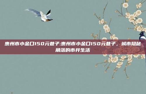 惠州市小金口150元巷子:惠州市小金口150元巷子，城市隐秘角落的市井生活