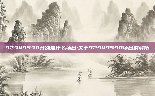 92949598分别是什么项目:关于92949598项目的解析