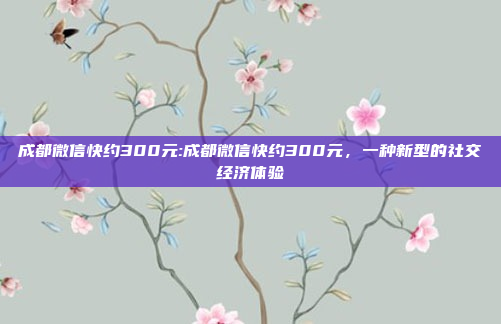 成都微信快约300元:成都微信快约300元，一种新型的社交经济体验