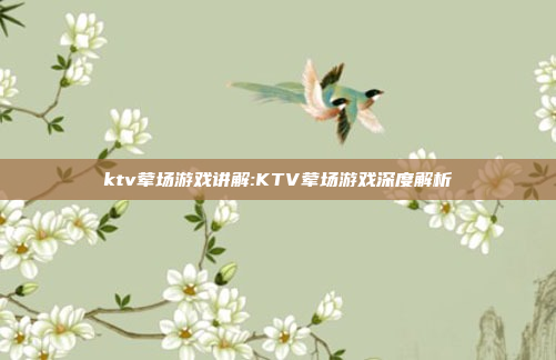 ktv荤场游戏讲解:KTV荤场游戏深度解析