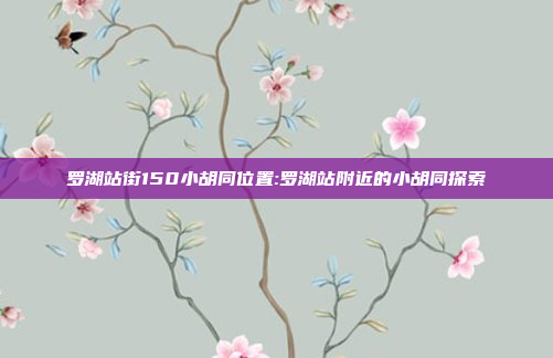 罗湖站街150小胡同位置:罗湖站附近的小胡同探索