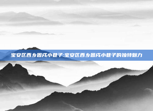 宝安区西乡固戍小巷子:宝安区西乡固戍小巷子的独特魅力