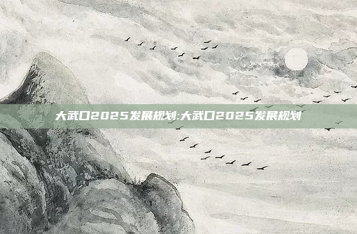 大武口2025发展规划:大武口2025发展规划