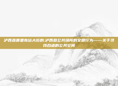 泸西县哪里有站大街的:泸西县公共场所的文明行为——关于寻找合适的公共空间