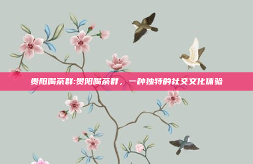 贵阳喝茶群:贵阳喝茶群，一种独特的社交文化体验