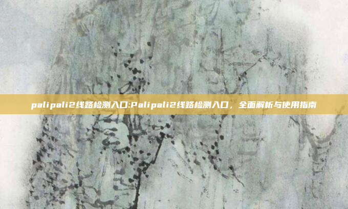 palipali2线路检测入口:Palipali2线路检测入口，全面解析与使用指南