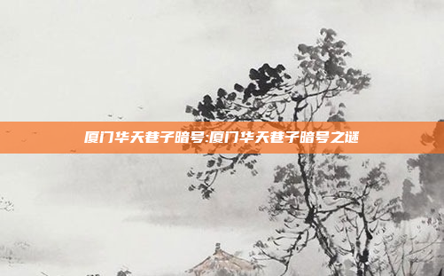 厦门华天巷子暗号:厦门华天巷子暗号之谜