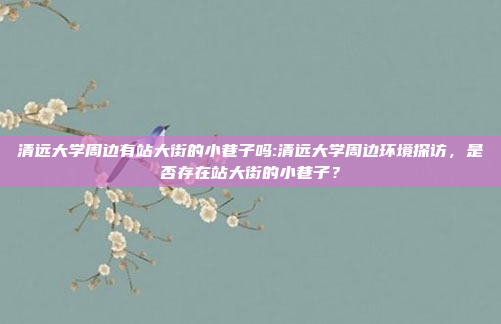 清远大学周边有站大街的小巷子吗:清远大学周边环境探访，是否存在站大街的小巷子？