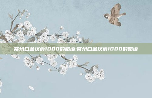 常州白金汉爵1800的暗语:常州白金汉爵1800的暗语